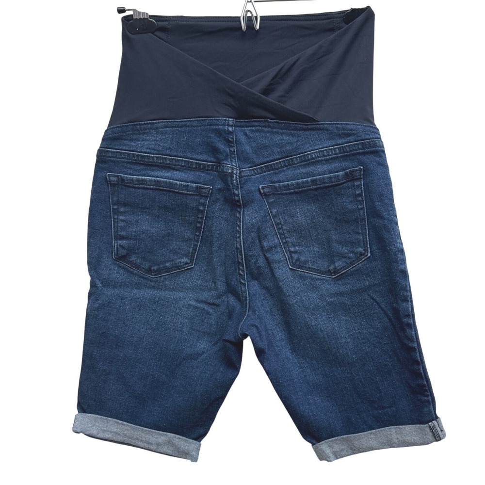 Isabel Maternity Bermuda Shorts Over Belly Stretch Size 2 Dark Wash Denim - Picture 3 of 6